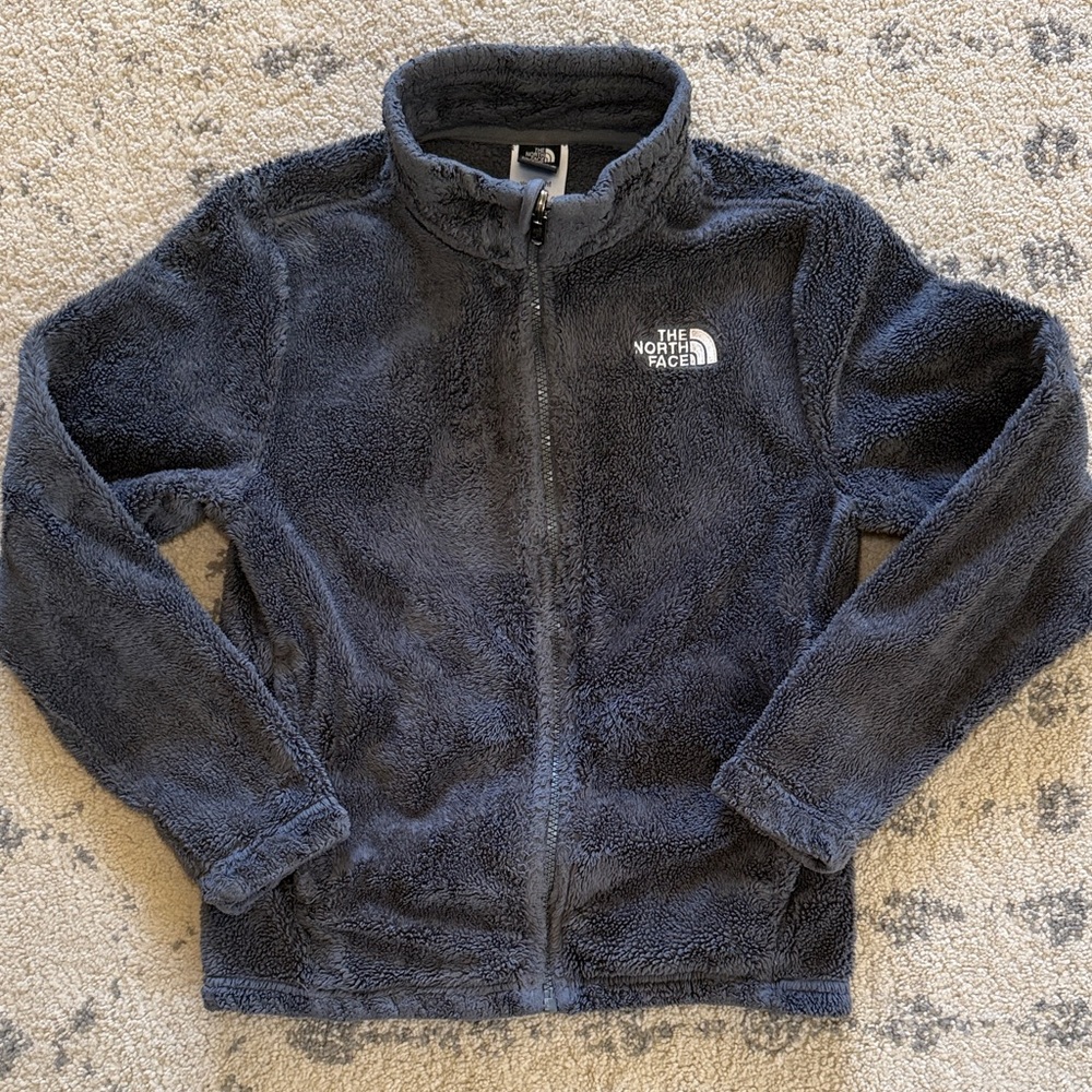 The North Face Girls Dark Gray Sherpa Fleece Full-Zip Jacket